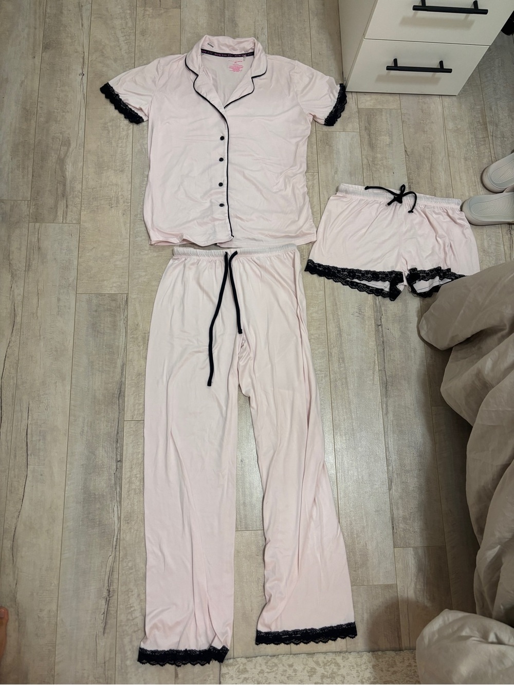Betsey Johnson Light Pink three Set with Black Trim